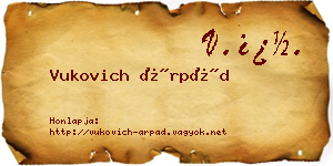 Vukovich Árpád névjegykártya