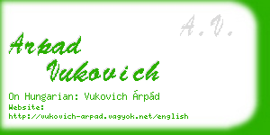 arpad vukovich business card