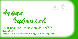 arpad vukovich business card